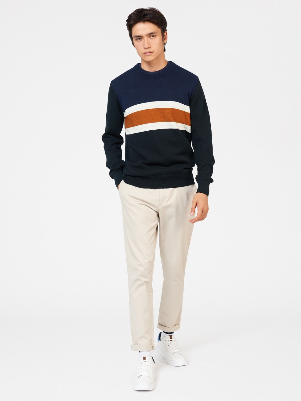 Knitwear Ben Sherman Chest Stripe Crewneck Noir | WCT-73932031